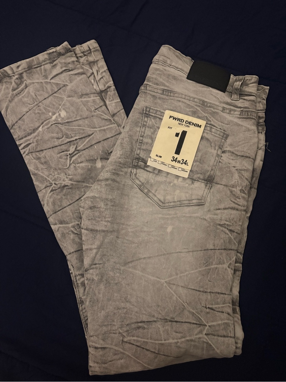 FWRD DENIM Men’s Slim Stacked Jeans in Light Gray 34x34